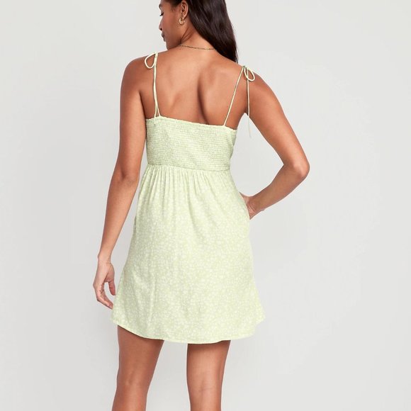 NWT Old Navy Fit & Flare Tie-Strap Floral Mini Dress for Women - Picture 2 of 7